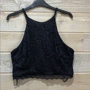 Black Lace Crop Top